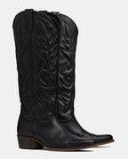 Botas cowboy negras mujer piel caña alta