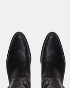 Puntera bordada botas cowboy negra para mujer caña alta