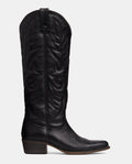 Bota cowboy negra en piel caña alta para mujer