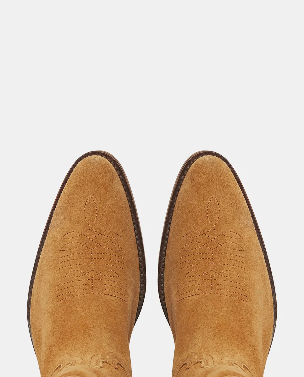 Detalle pespunte Botas camperas camel caña alta mujer