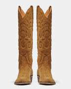 Delantera botas cowboy camel mujer caña alta
