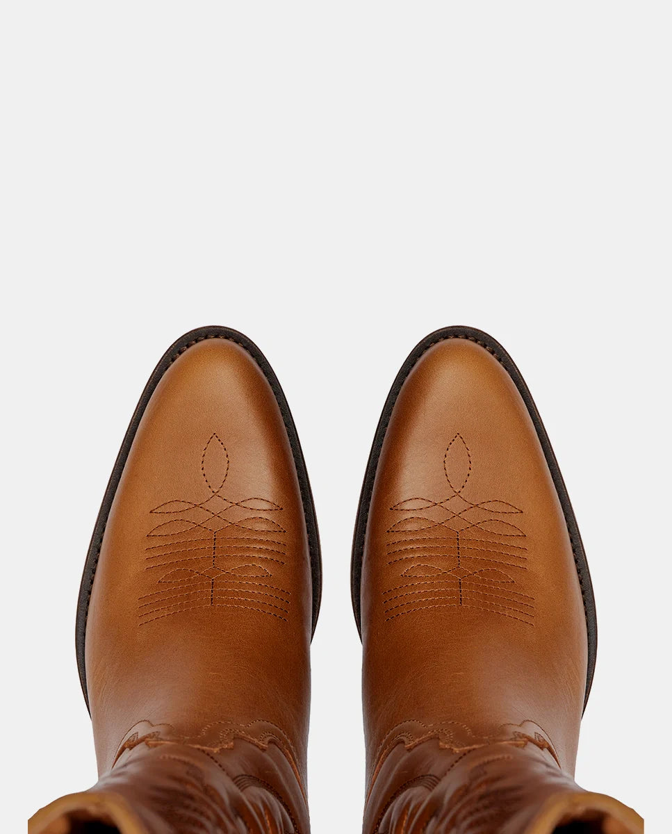 botas cowboy altas camel piel mujer