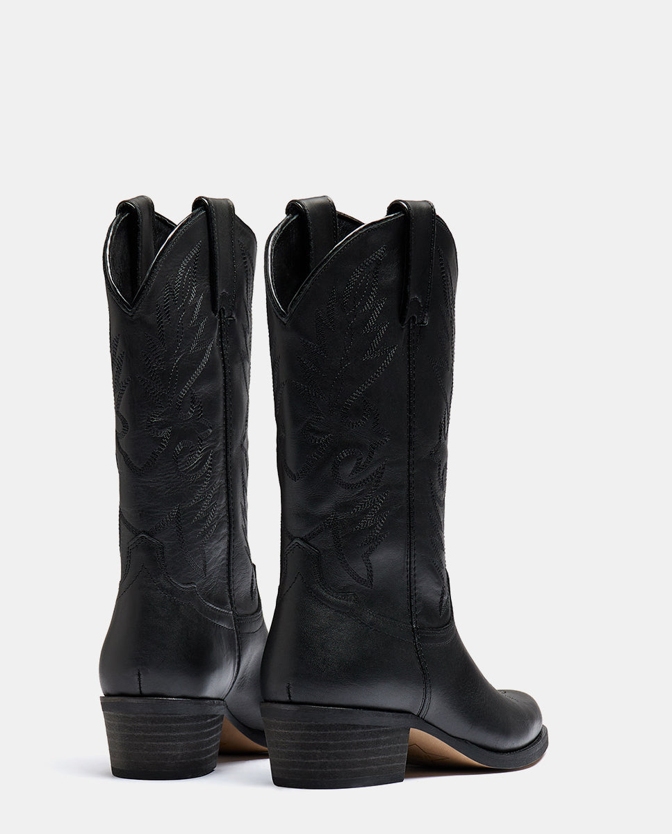 Trasera Bota cowboy negra media caña