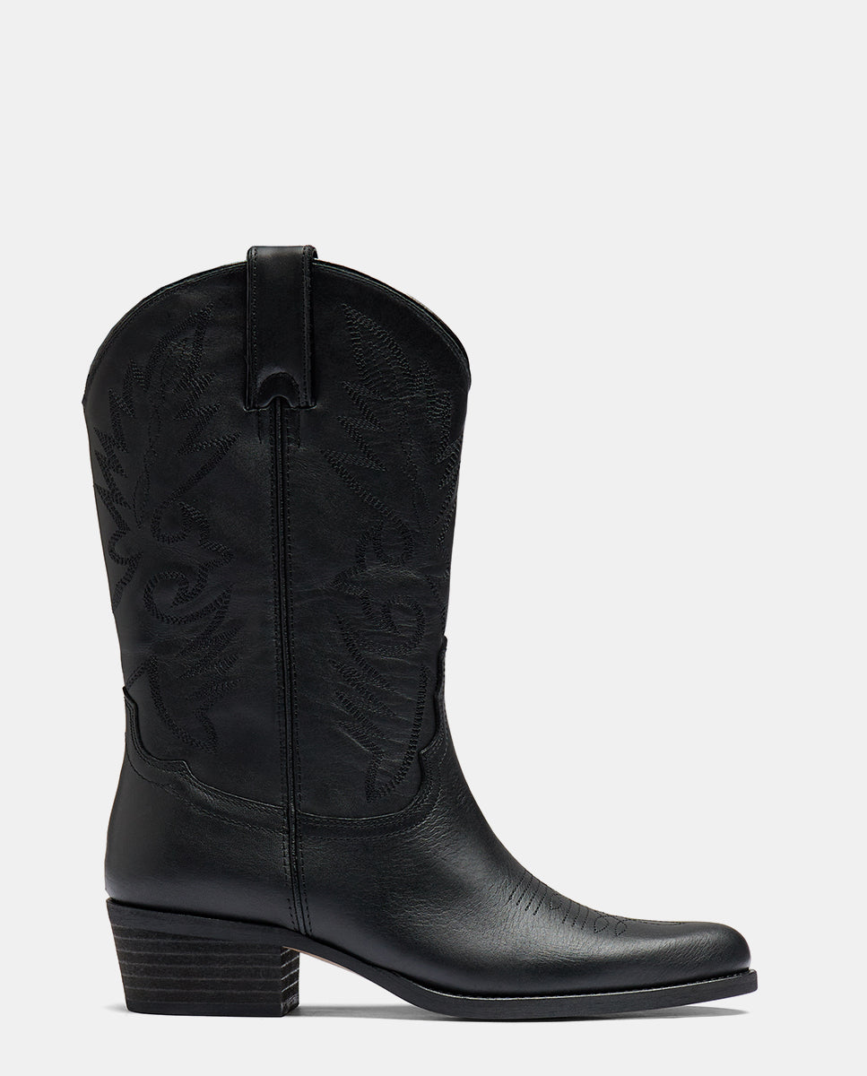 Bota cowboy negra media caña