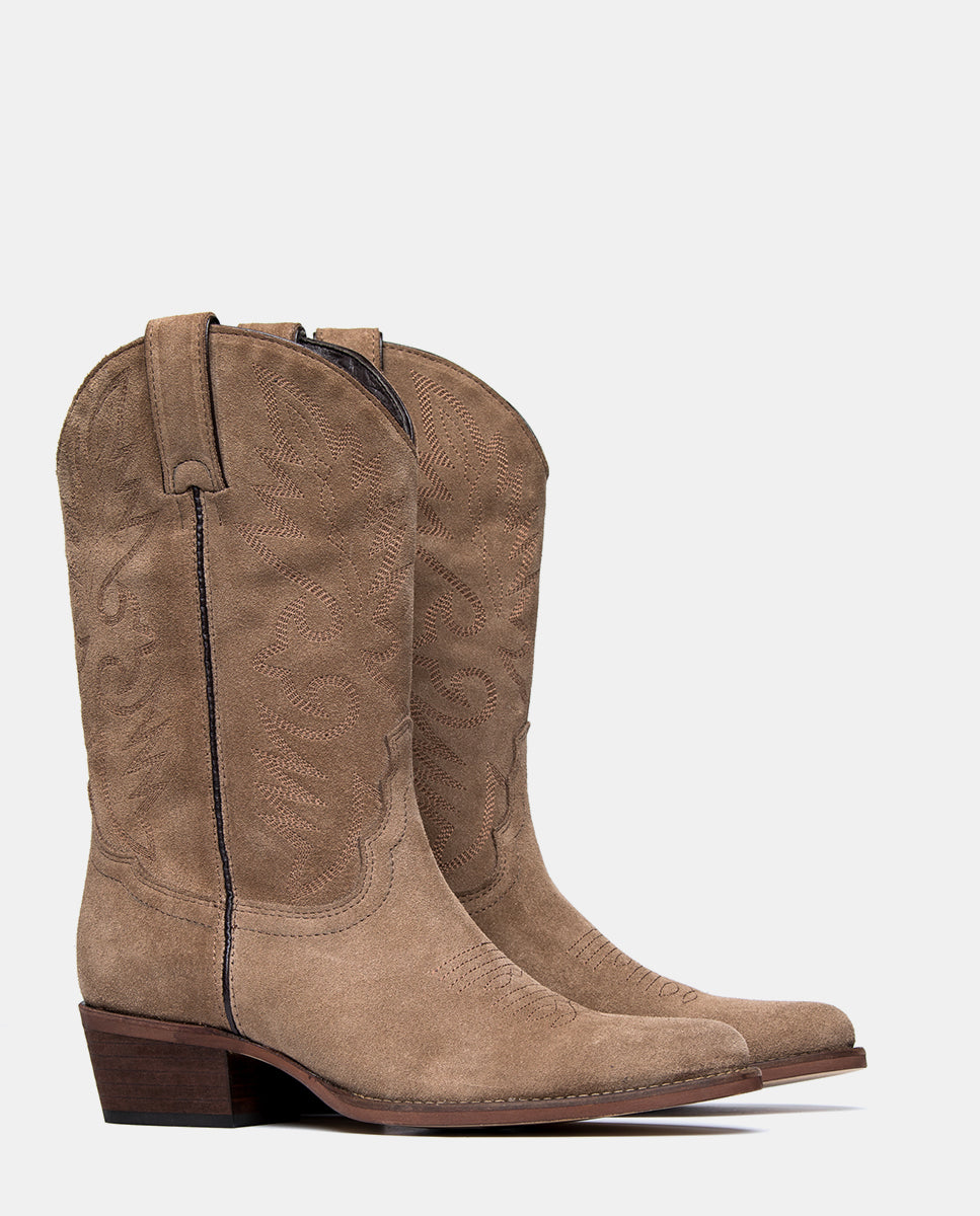 Botas cowboy taupe para mujer media caña