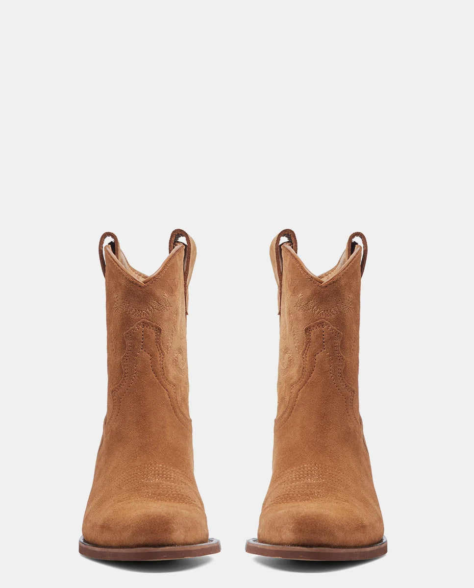 botín cowboy para mujer en piel camel