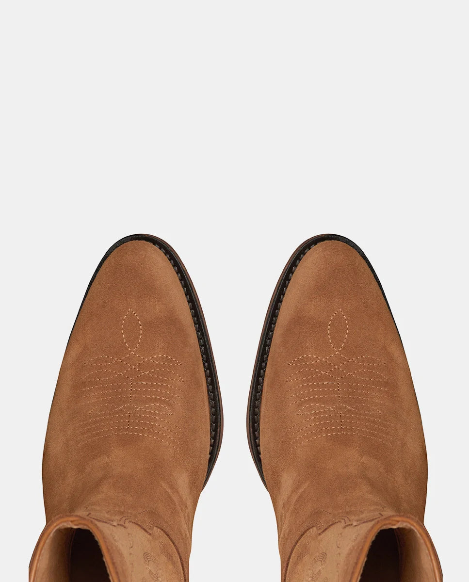 botín cowboy para mujer en piel camel