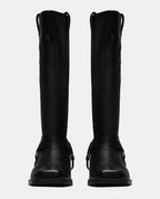 Botas biker para mujer en negro con caña alta y hebillas laterales