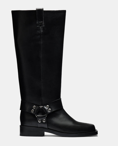 Bota biker negra con hebilla para mujer
