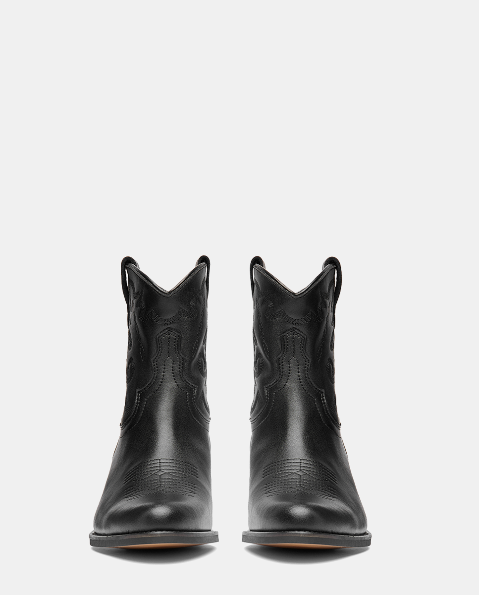 delantera botines negros cowboy negros bordados mujer
